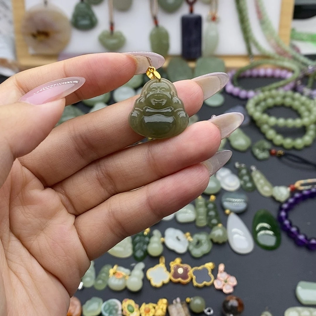 和田玉吊坠(不含链)银S925镶嵌