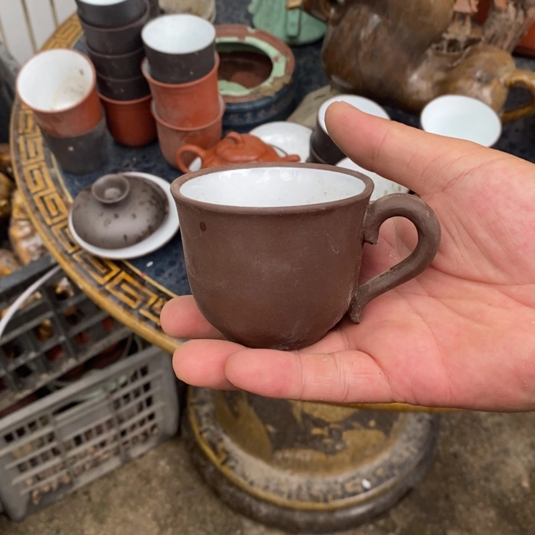 茶壶紫砂紫泥带把杯120-150cc做工一般
