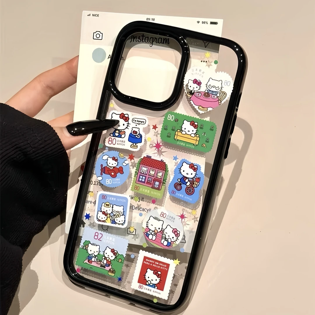 贴纸风凯蒂猫适用于苹果16plus手机壳15pro可爱14promax小众13