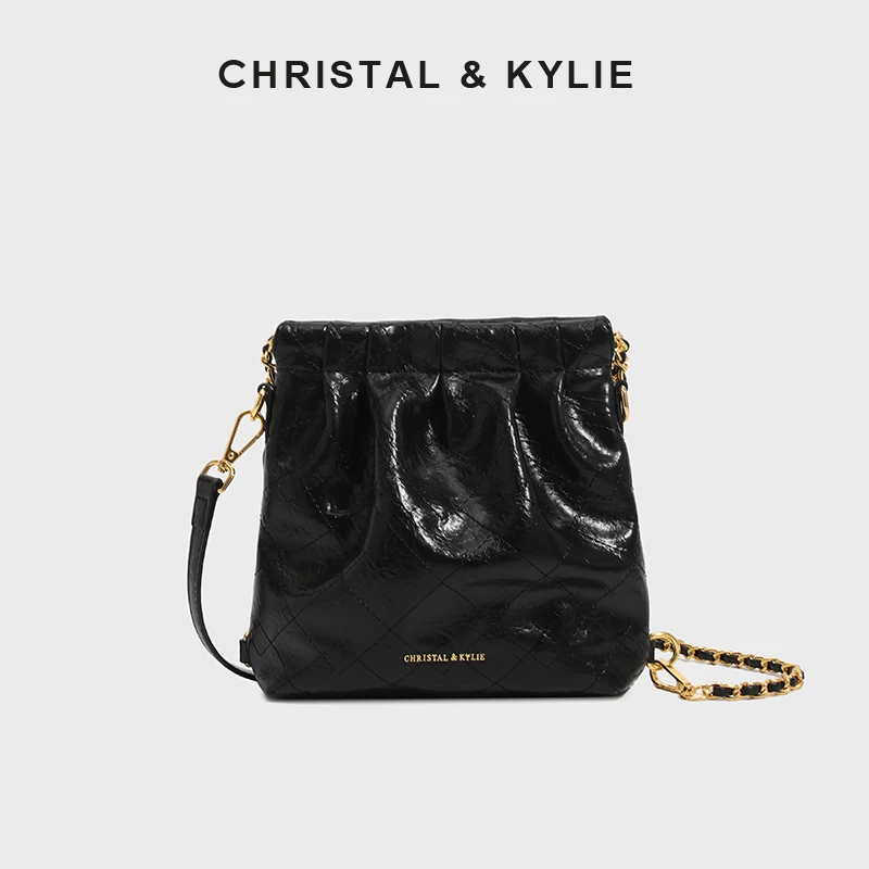 【童也】Christal&Kylie垃圾包袋2025双肩单肩菱格休闲斜挎包CK8041