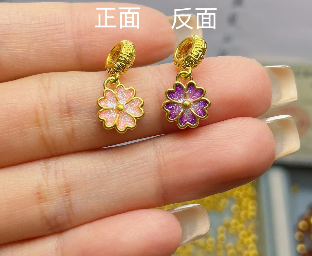 玉麓 足金999新款五瓣花吊坠（定价）