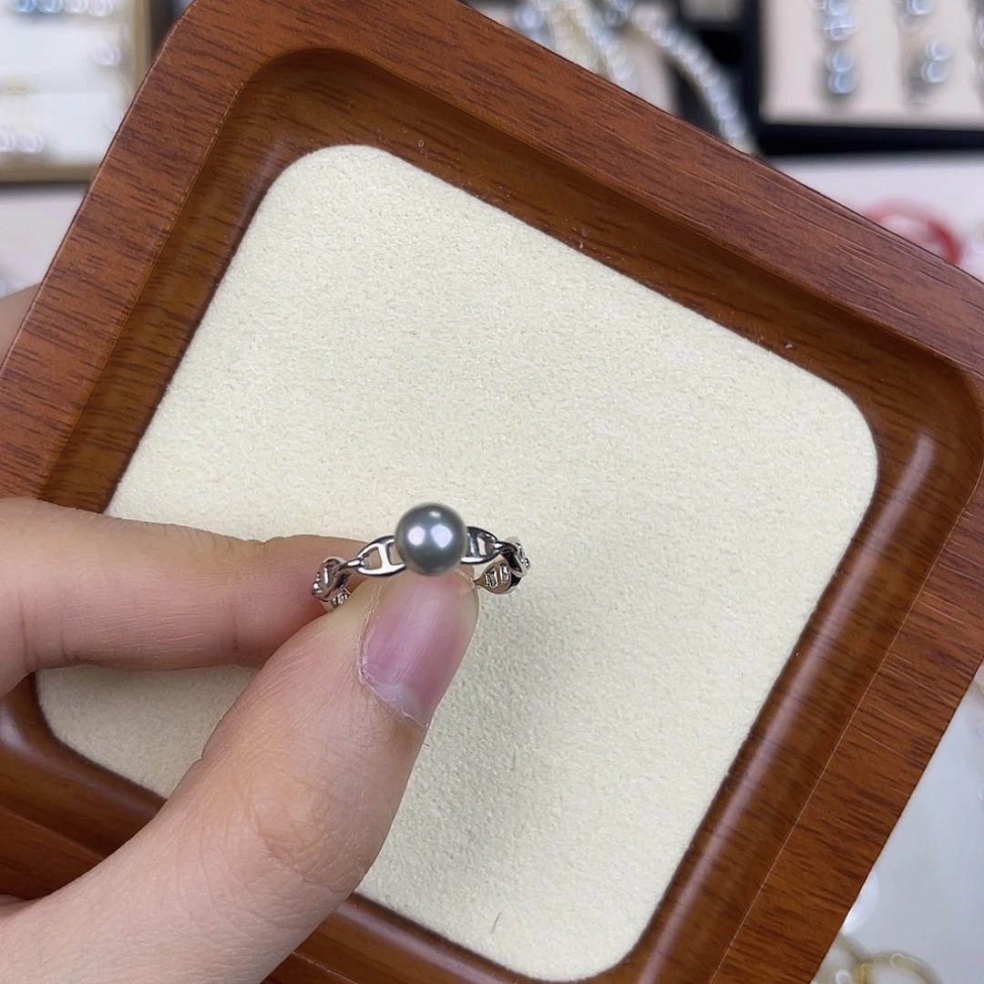 戒指银S925镶嵌海水珍珠