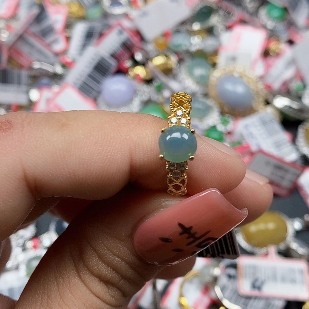 翡翠银S925镶嵌戒指天然A货缅甸翡翠天然A货缅甸翡翠