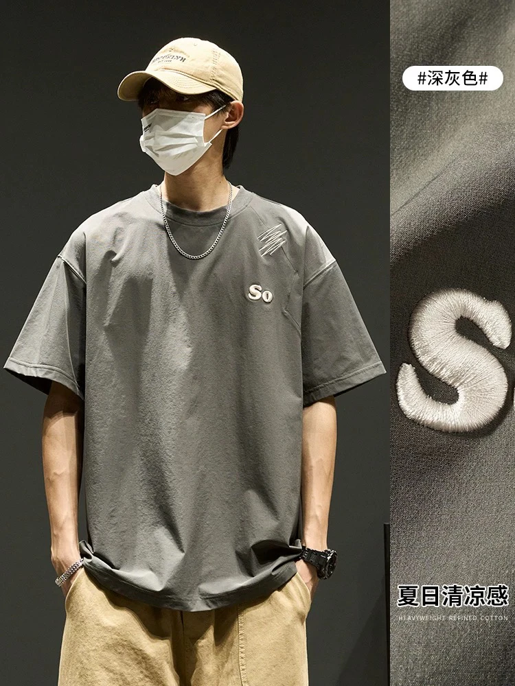短袖t恤男士夏季新款宽松潮牌休闲百搭上衣宽松半袖青年潮流港风