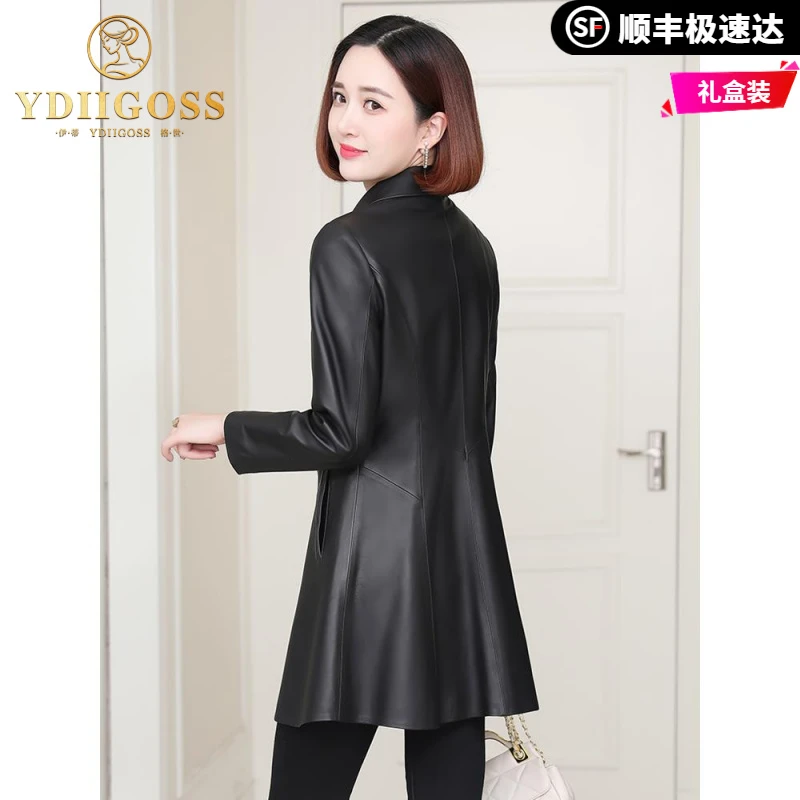 伊蒂格世真皮皮衣女2025新款春秋中年妈妈修身单绵羊皮风衣外套中