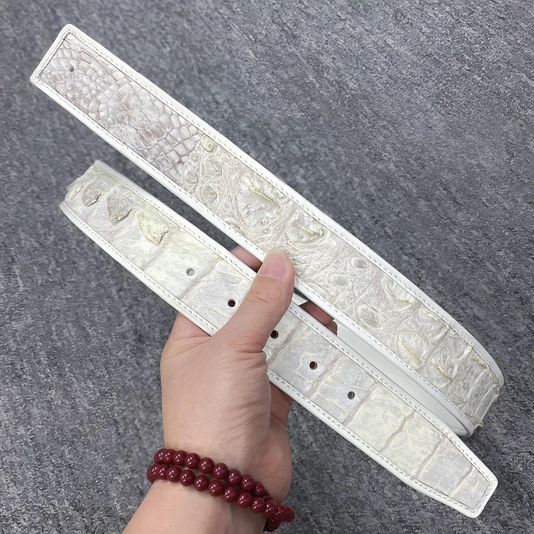 喜马拉雅白高档男士鳄鱼皮腰带真鳄鱼皮商务潮流皮带裤带皮带身男