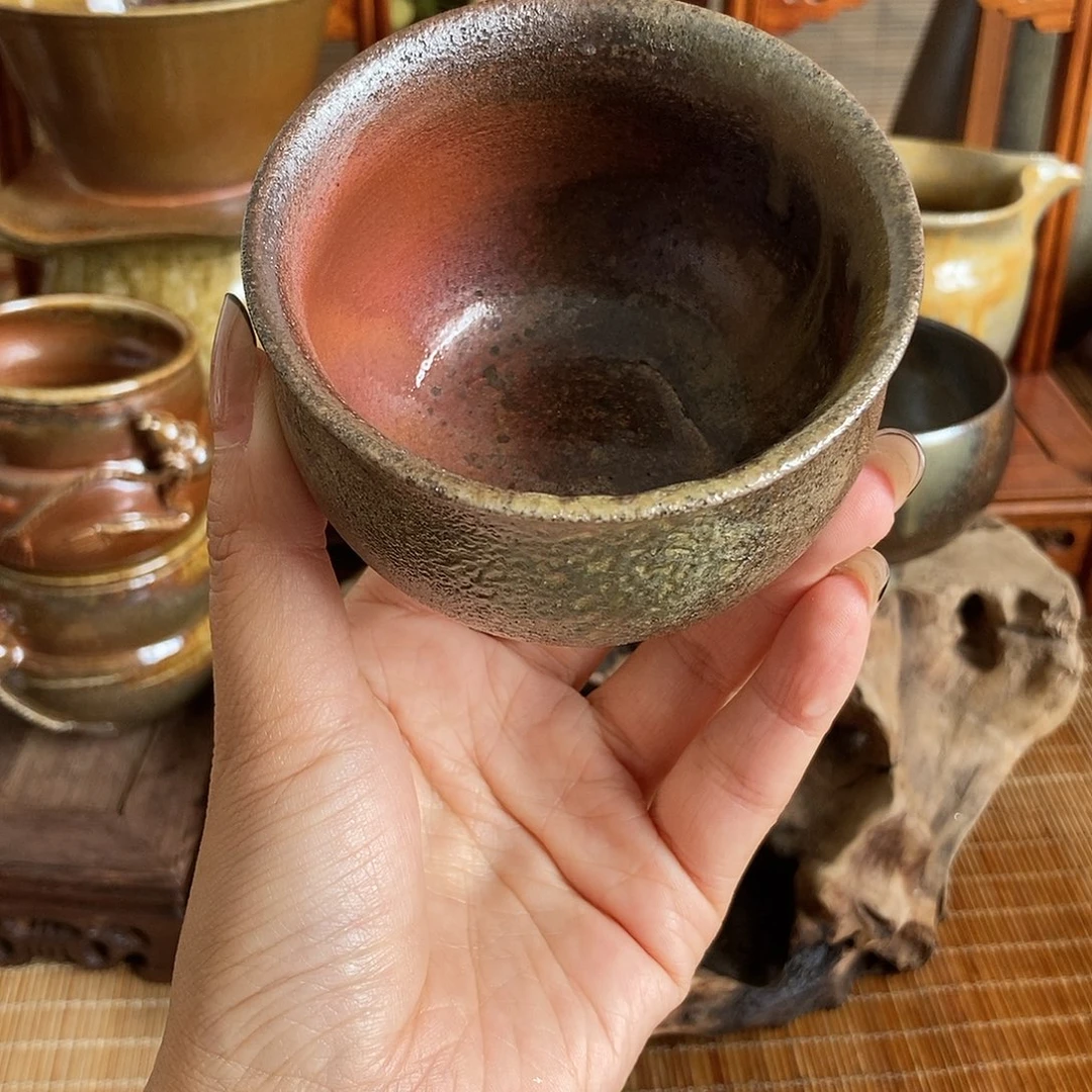 通红柴烧主人杯红色