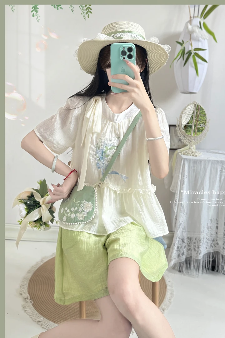 二十四时汉服女铃兰显瘦文艺宽松减龄通勤休闲气质百搭国风衬衫