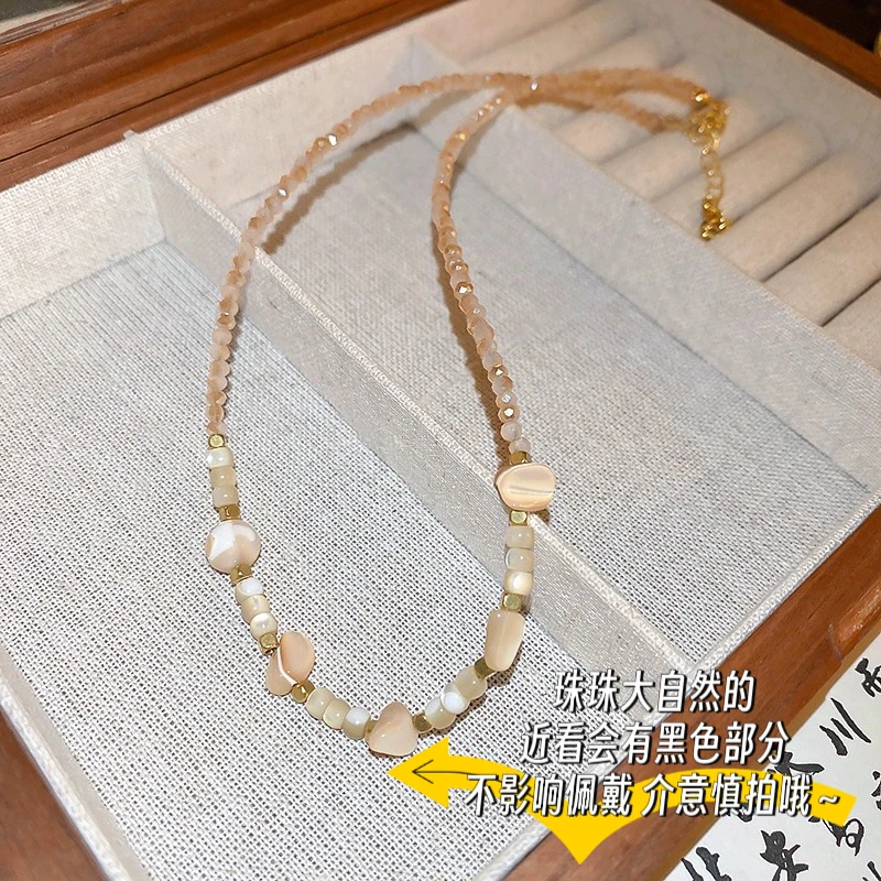 合金项链 AIER-小清新碎石串珠项链小众设计ins高级感简约锁骨链