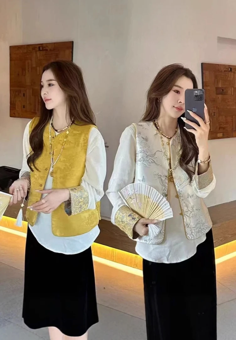 【两面穿】国风马甲女刺绣背心外搭上衣2025年春季新款新中式马夹