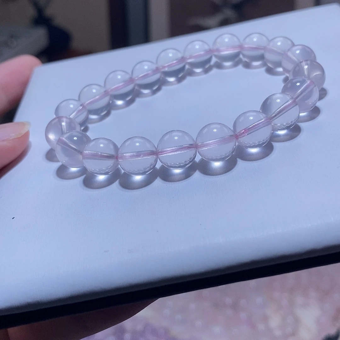水晶未镶嵌手串9.5咪星光莫粉