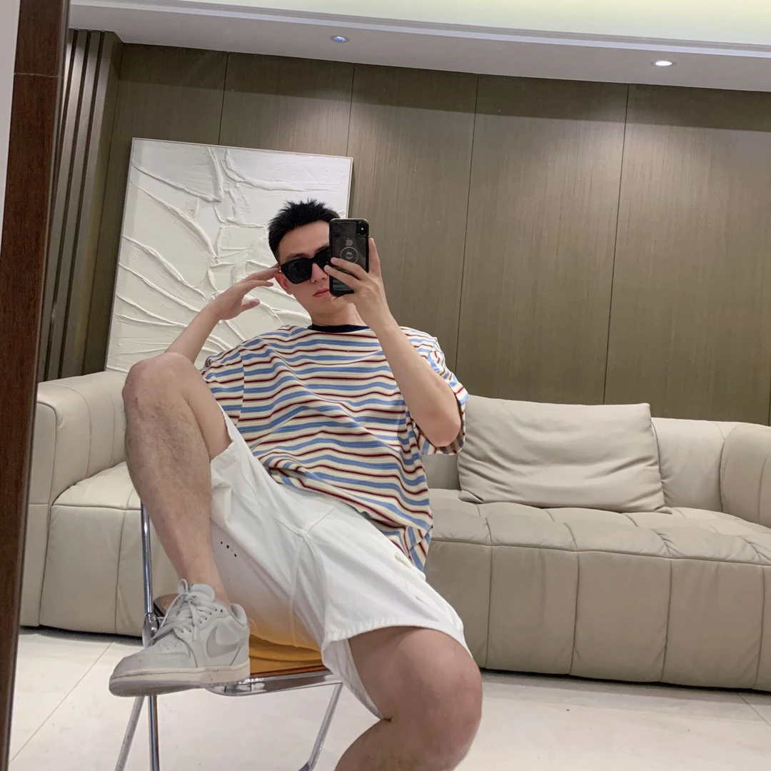 【JYEPRINCE李素景】夏季条纹蝙蝠袖廓形短款透气短袖宽松T恤