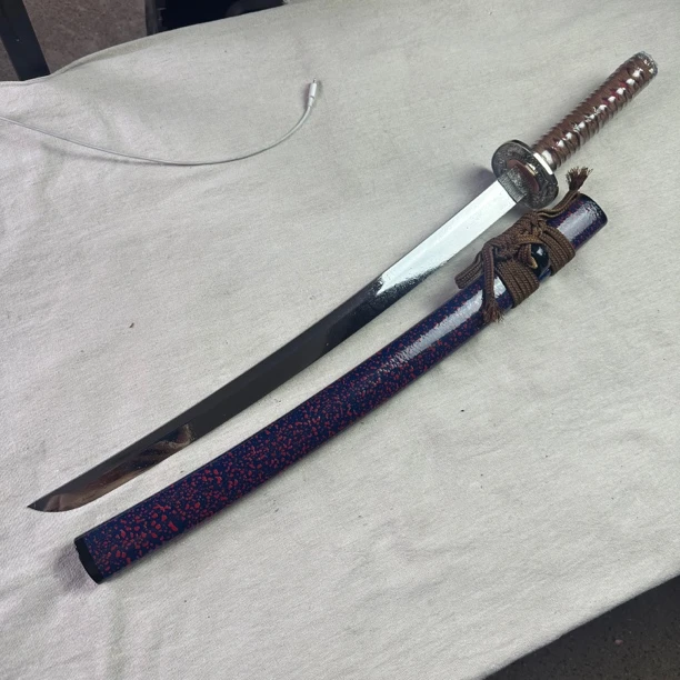 2282 龙泉昊天宝剑锋钢武士刀鱼皮柄大漆未开刃