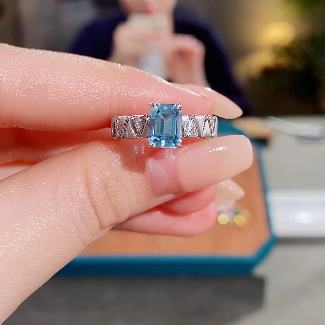 海蓝宝石戒圈铂Pt950镶嵌1.17ct