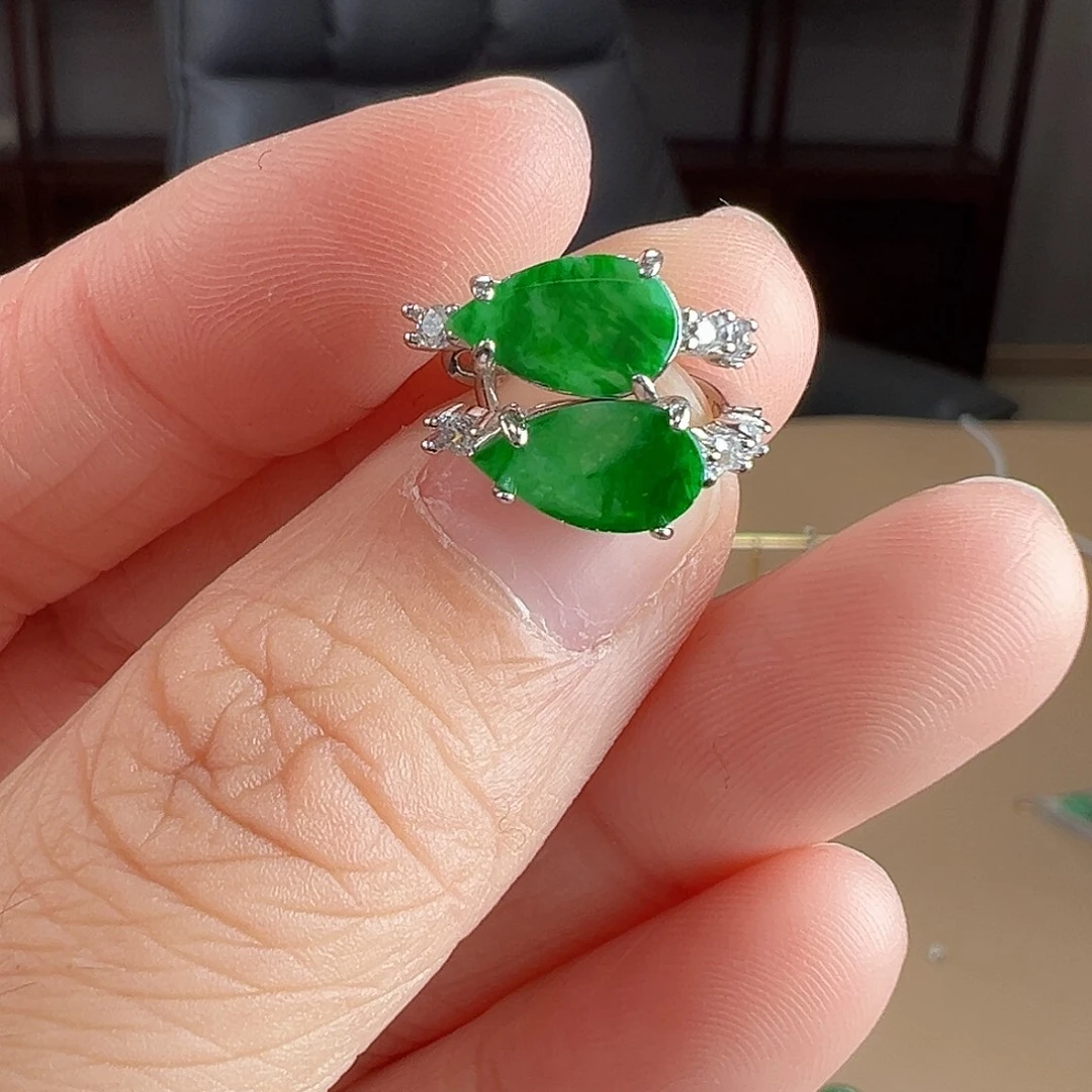 翡翠银S925镶嵌耳饰耳饰68