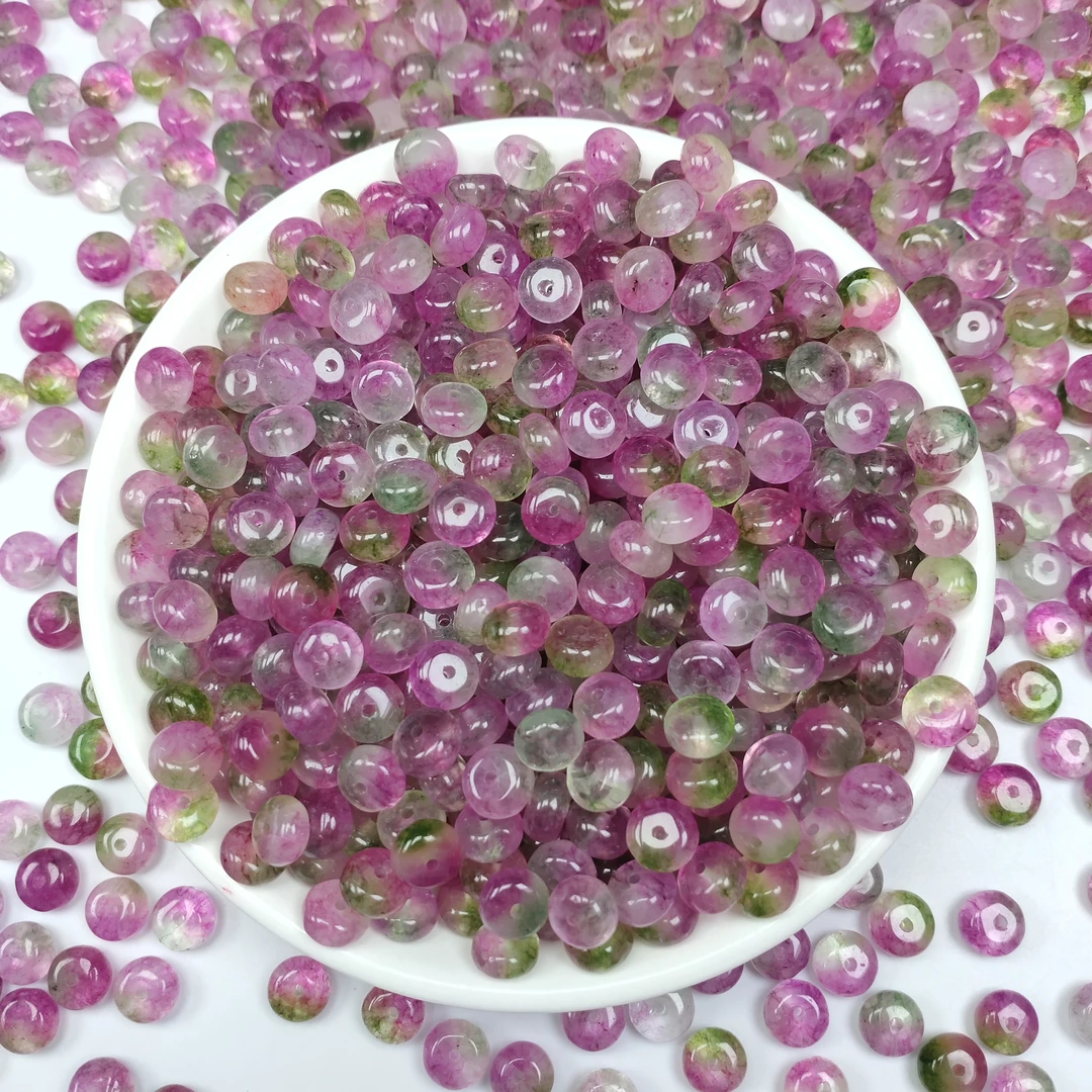 散珠W3275西瓜碧玺算盘8×5MM*30颗