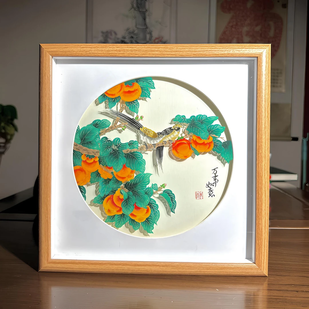 【柿柿如意】特色礼品传统中式复古非遗手工多层套色剪纸挂件