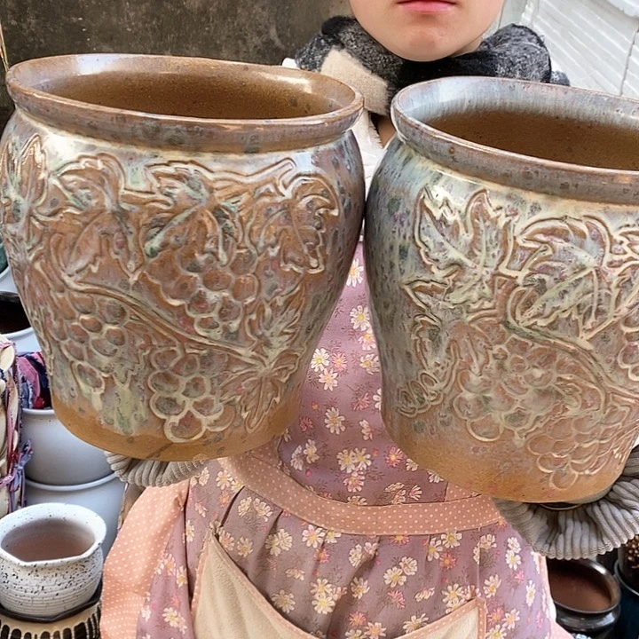 紫砂花盆瑕疵口20高20