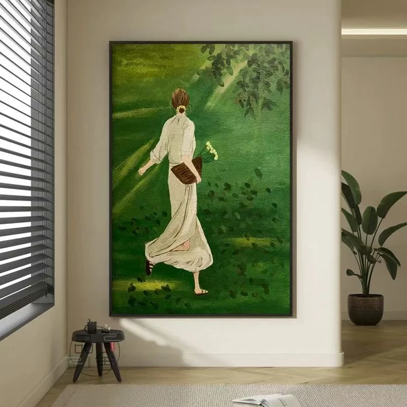 14现代北欧奶油抽象客厅挂画餐厅装饰画可爱少女装饰画女孩4060