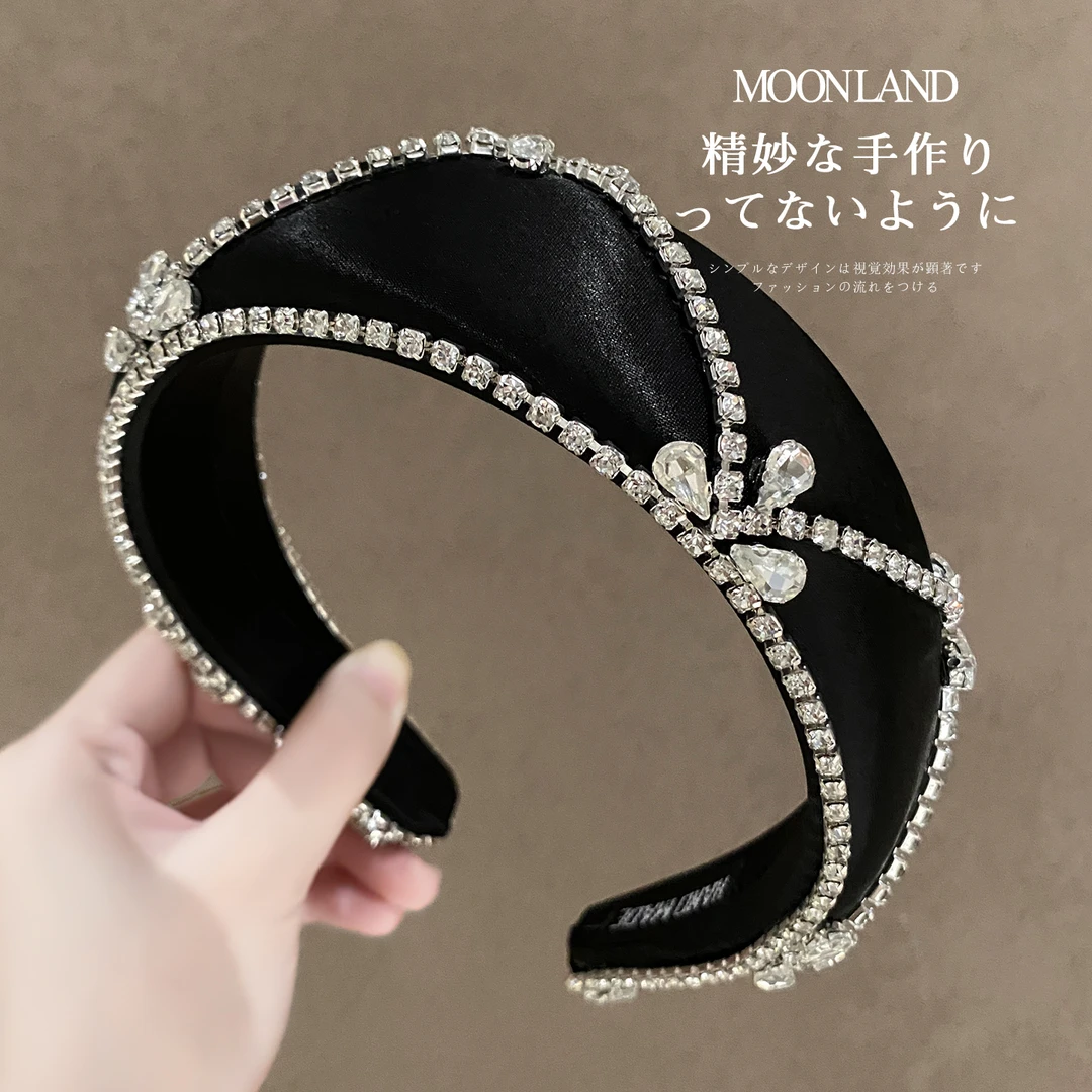 发箍女士新款高级感轻奢水钻发卡高颅顶日常外戴宽边洗脸压发头箍