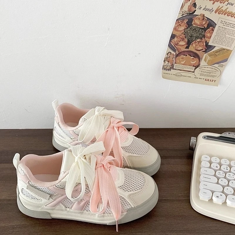 chic小众设计薄款阿甘运动德训板鞋2025夏季新款丑萌透网小白鞋女