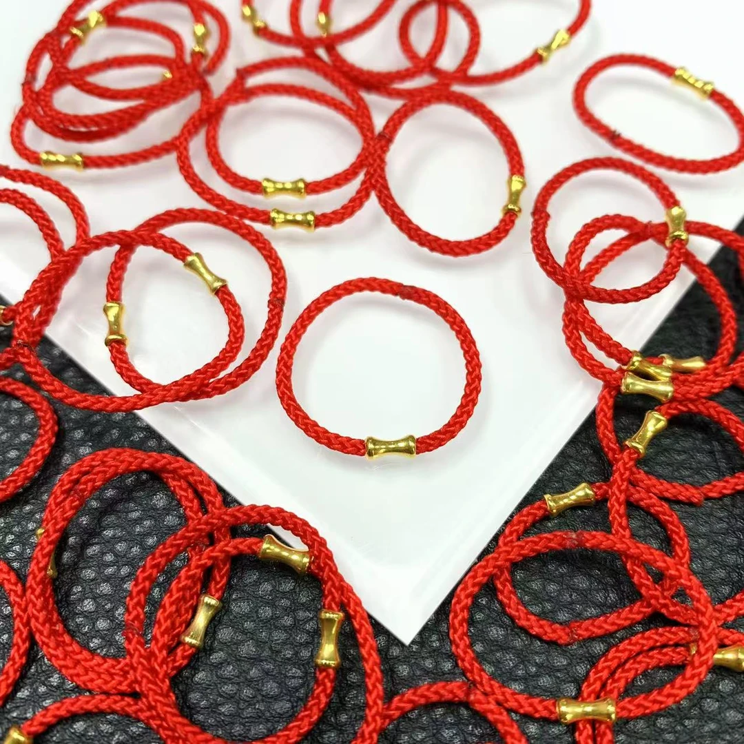 「戴琴珠宝」YZ4053-18K金竹节红绳配件戒圈-JS(多样性发其一)