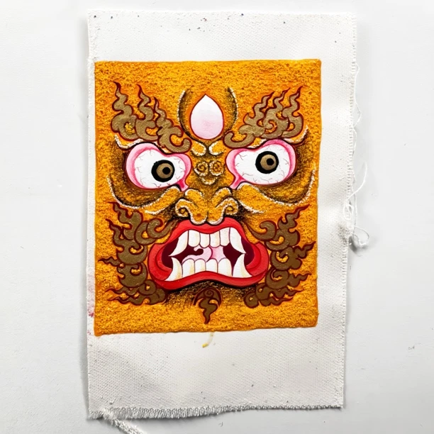 【林津手绘】黄财神眼 唐卡  尺寸4*5。