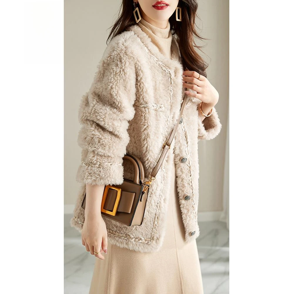 秋冬新款高端韩版100%羊毛皮草外套女加厚保暖羊剪绒大衣时尚百搭