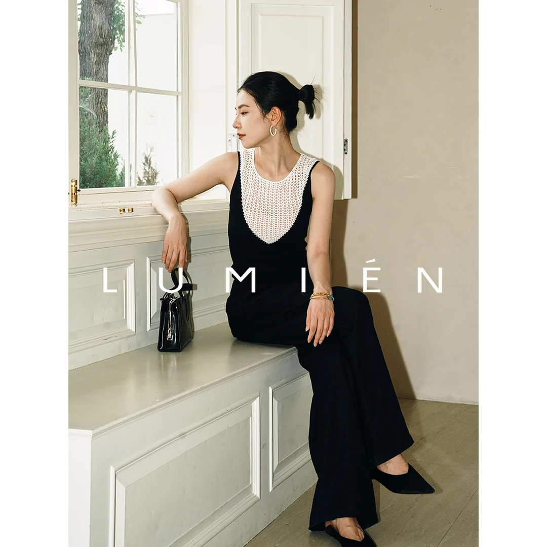 【LUMIEN 新品】“莫妮卡”撞色勾花透气毛针织衫LX5FBB84