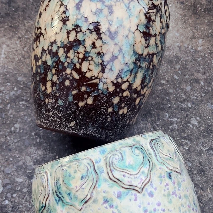 紫砂花盆高24口16一对