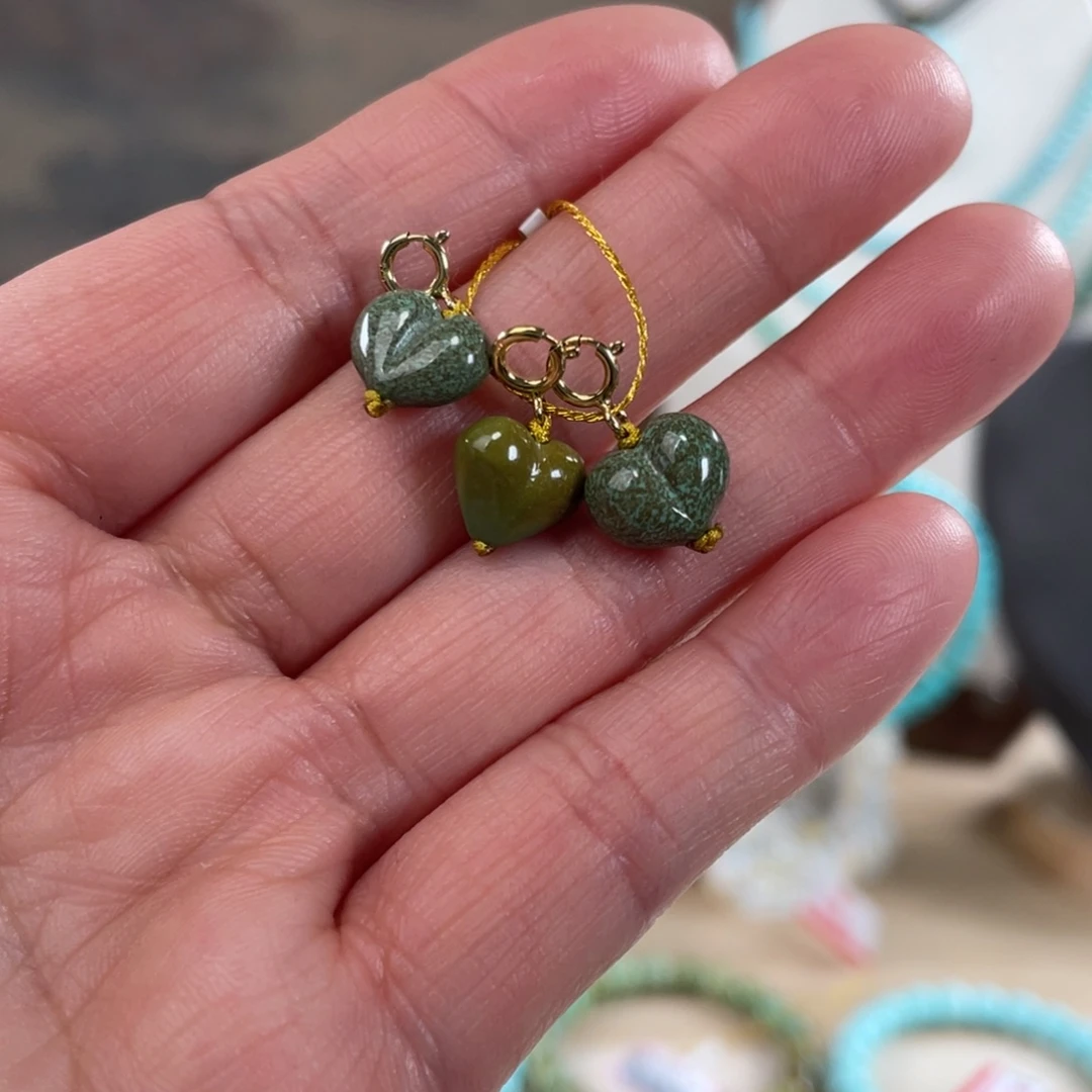 绿松石未镶嵌套链爱心套装