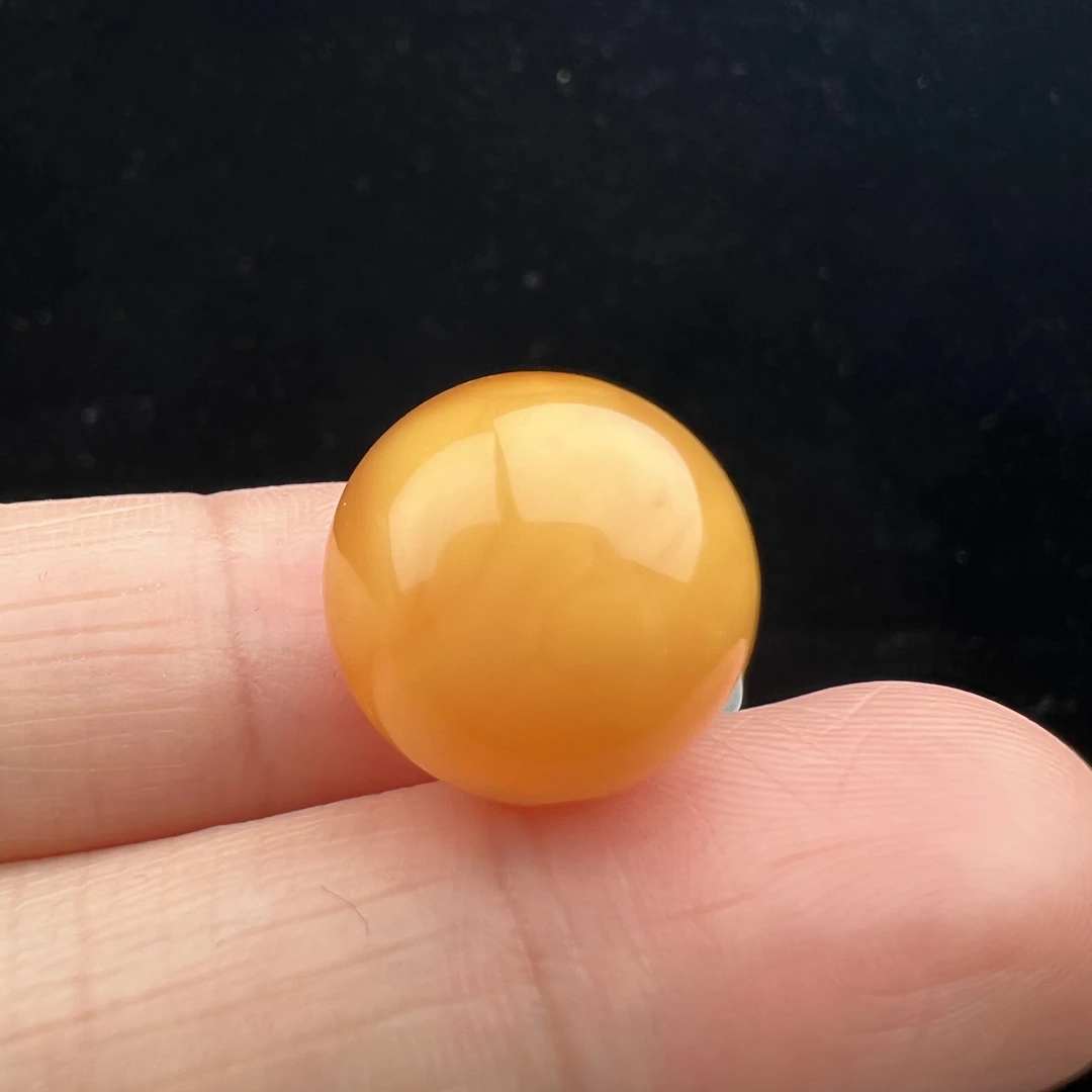 M2075天然蜜蜡 鸡油红单珠 14.6MM 1.71克支持复检假一罚四