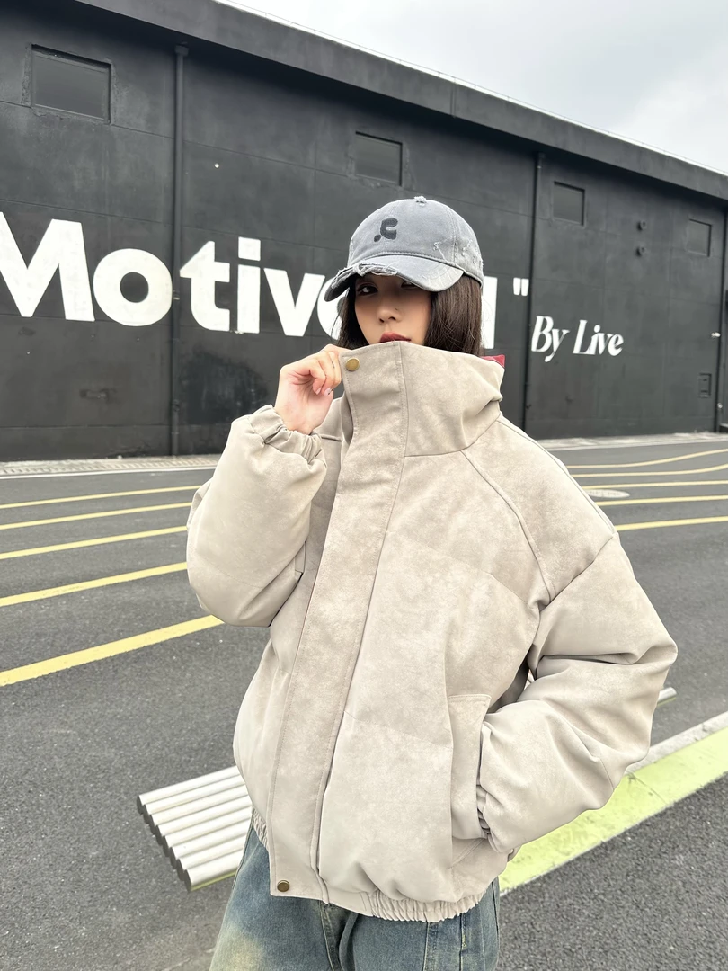 TRTNAN 防水防风撞色加厚皮衣棉服男女款立领冬季保暖新款外套