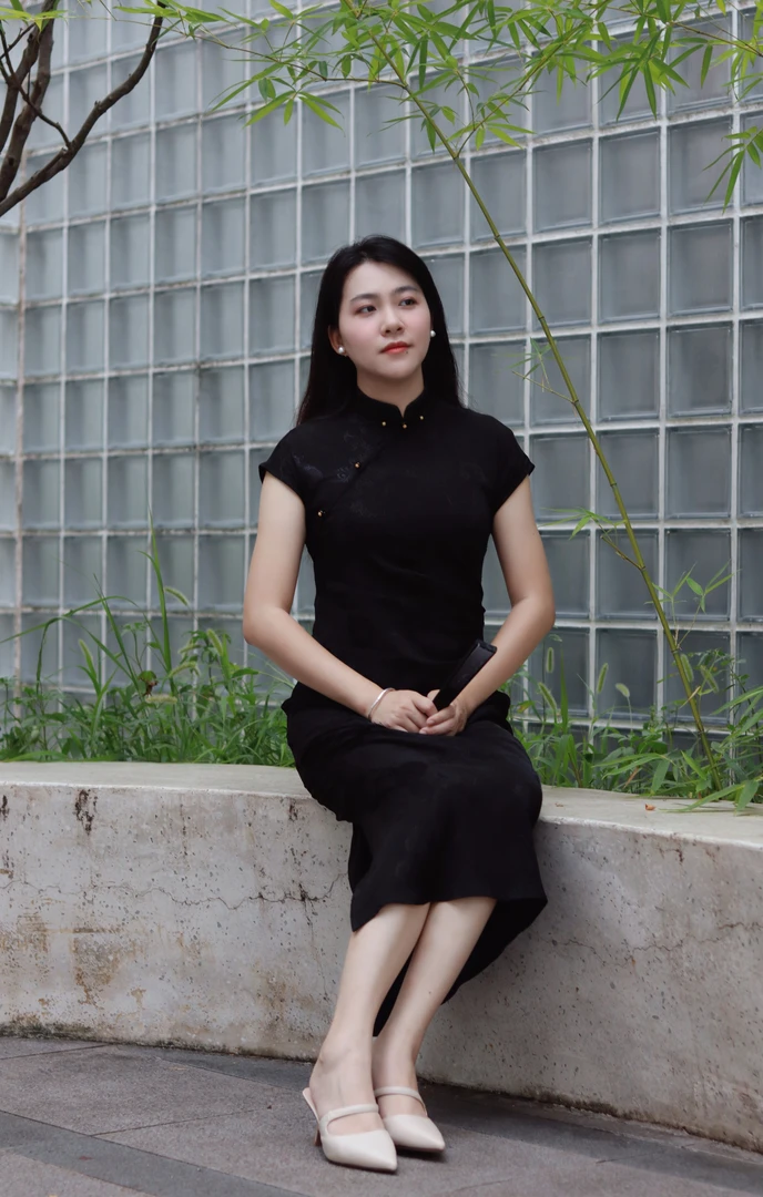 纯色日常立领V领薄款长裙旗袍夏装长款中国风复古短款中式