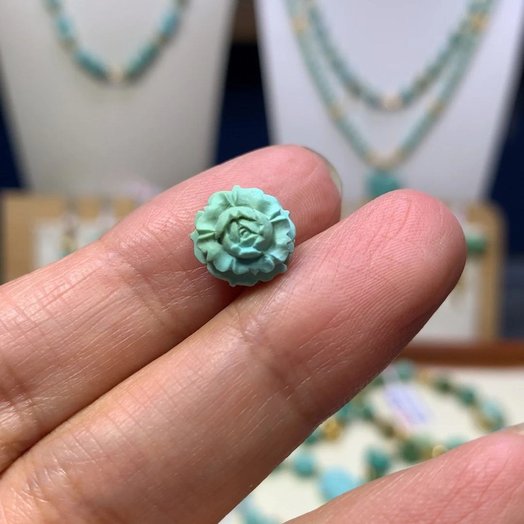未镶嵌绿松石牡丹花