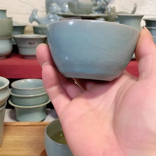 原产地汝瓷，平底杯，