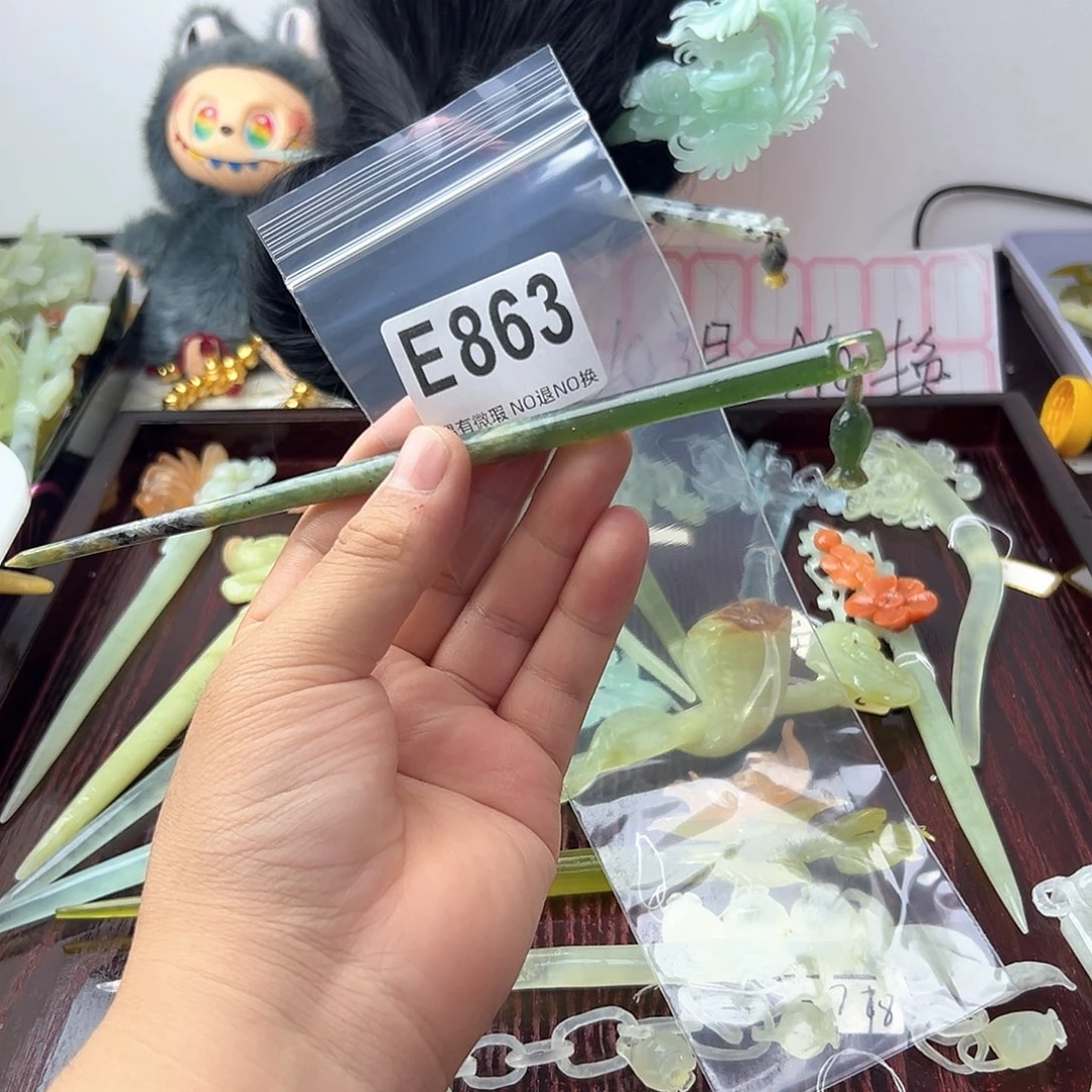 合金蛇纹石玉发饰八****美