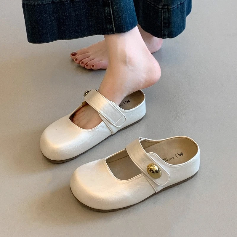 内增高厚底勃肯鞋包头半拖鞋女夏外穿2025新款小个子玛丽珍凉拖鞋