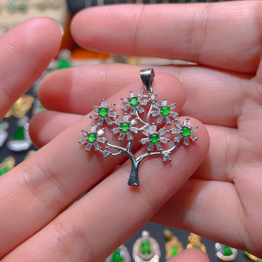 翡翠银S925镶嵌吊坠(不含链)