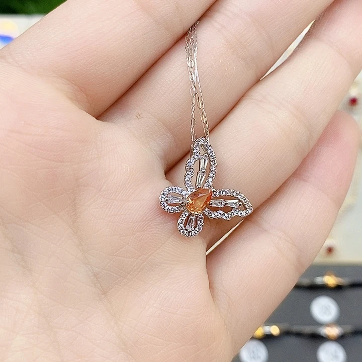 彩色蓝宝石吊坠(赠链)银S925镶嵌