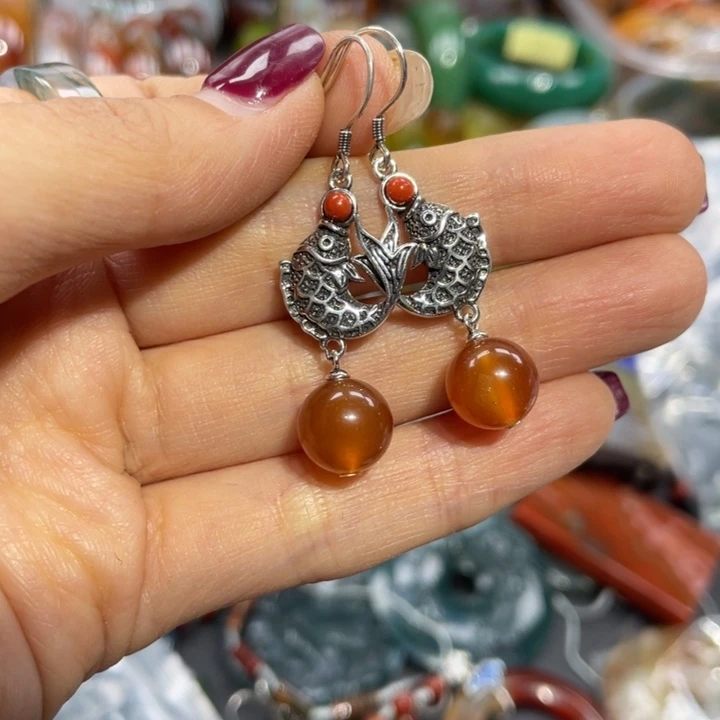 【闪购商品】玛瑙/玉髓耳坠未镶嵌