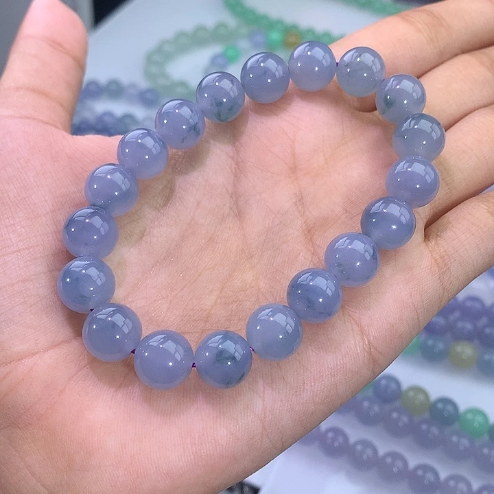 未镶嵌手链翡翠翡翠紫罗兰飘花手串