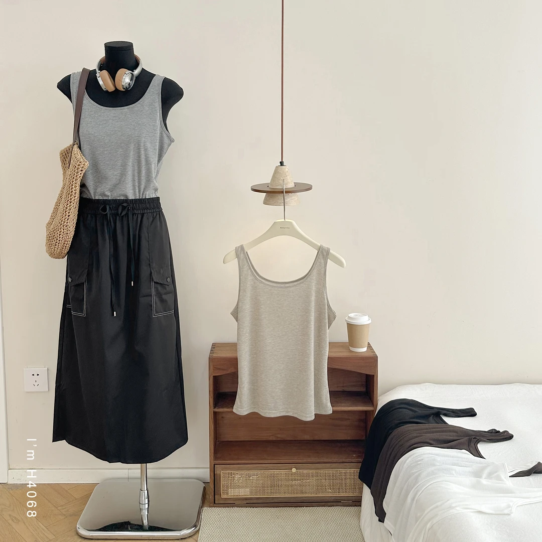 【远哥专属】基础款叠穿背心无袖显瘦简约U领上衣H4068