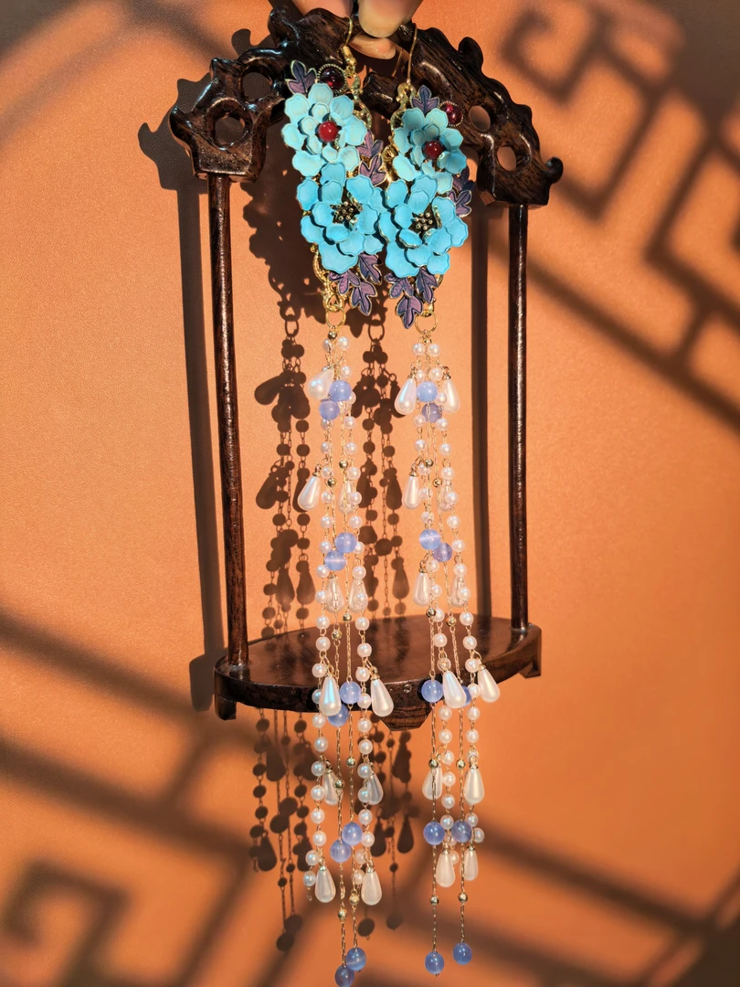 铜合金仿珍珠耳饰 【延禧】原创自制国风流苏耳环