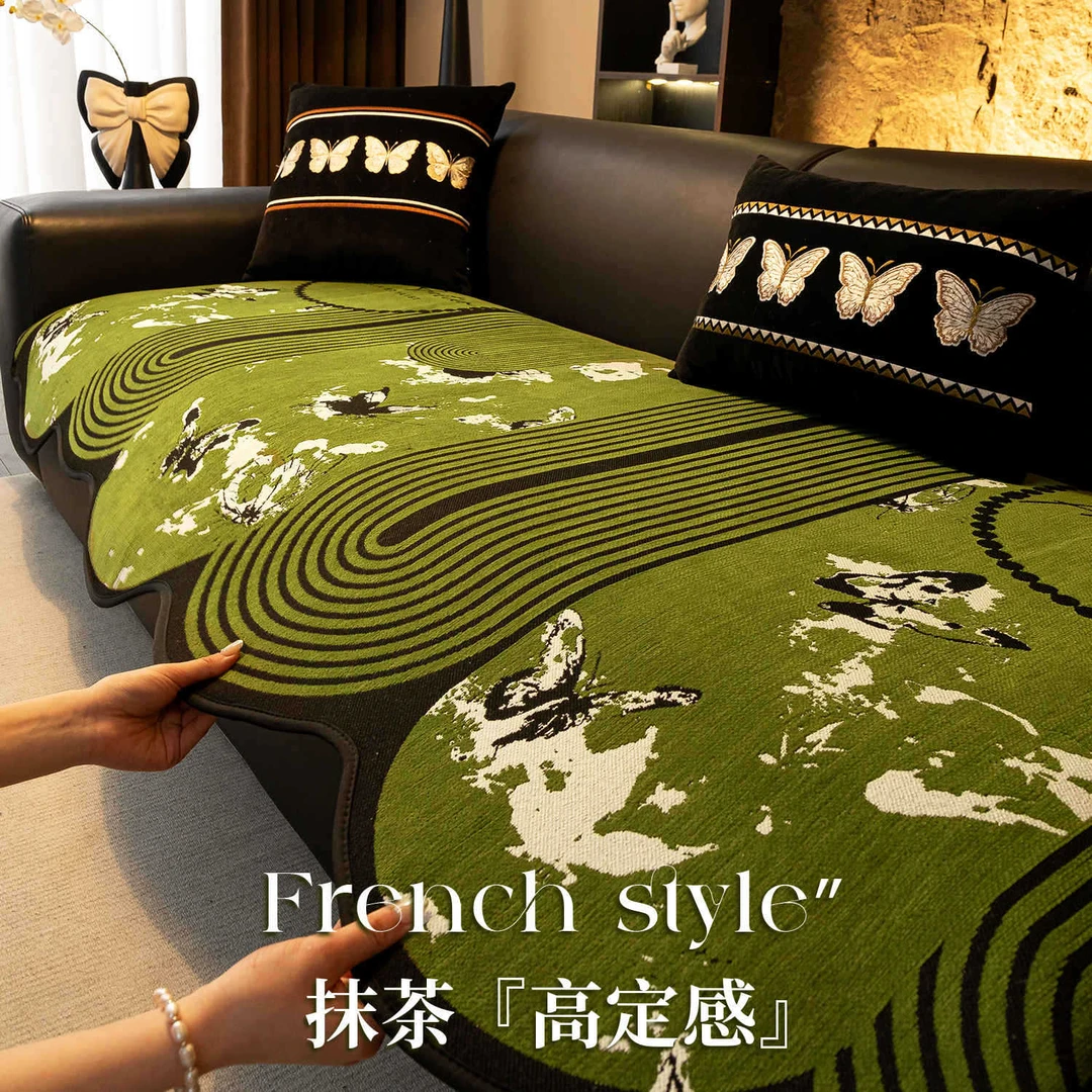 2025新款四季通用异形沙发垫雪尼尔防滑直排复古风一片式沙发坐垫