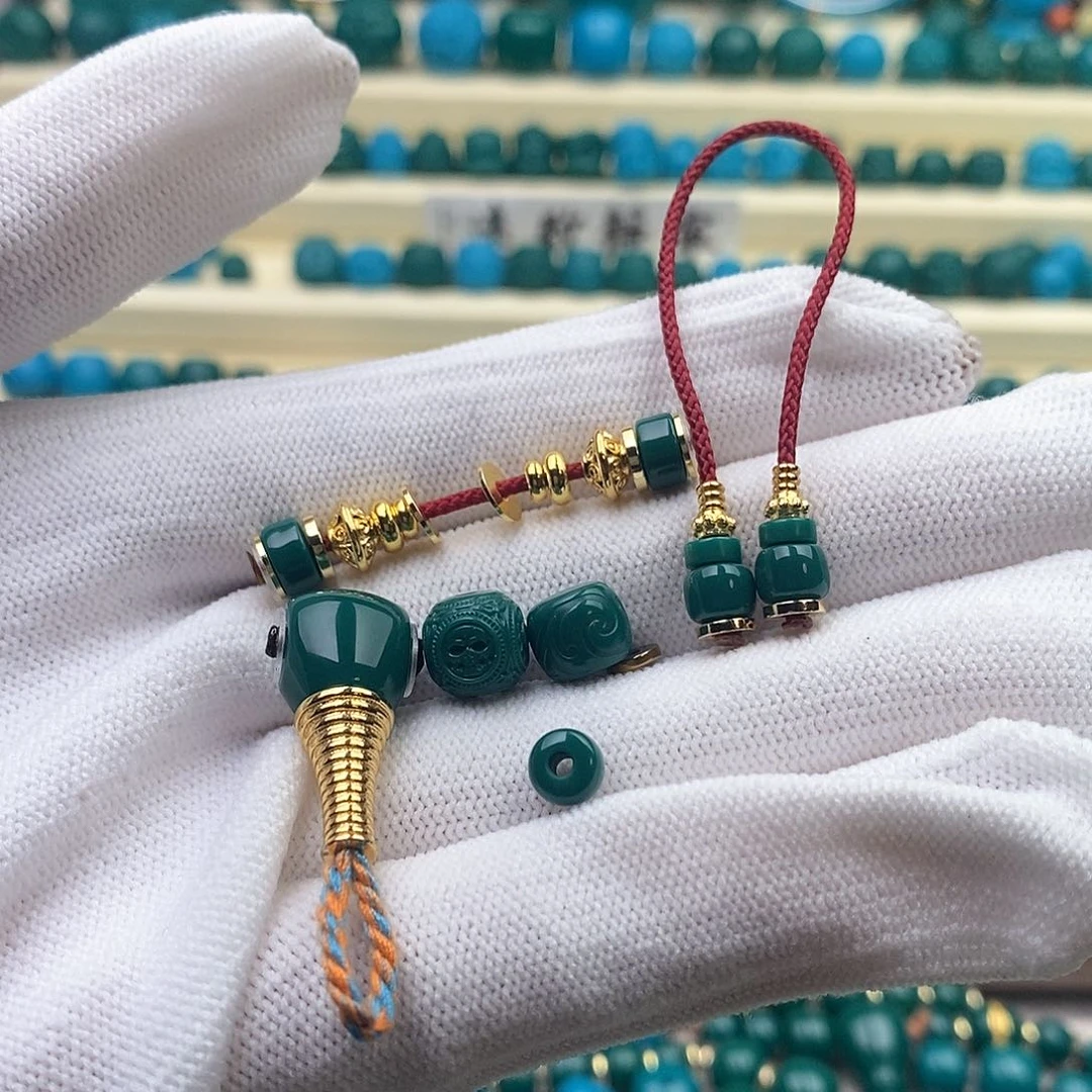 琉璃颈饰小***山科技平替 油绿色10分体三通套装