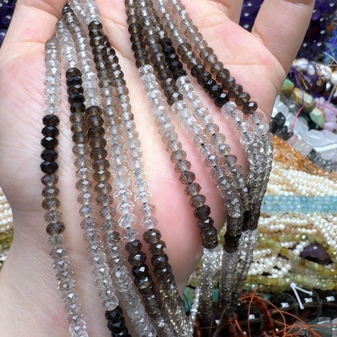 合金玛瑙/玉髓珠宝半成品一条4m渐变茶晶算盘