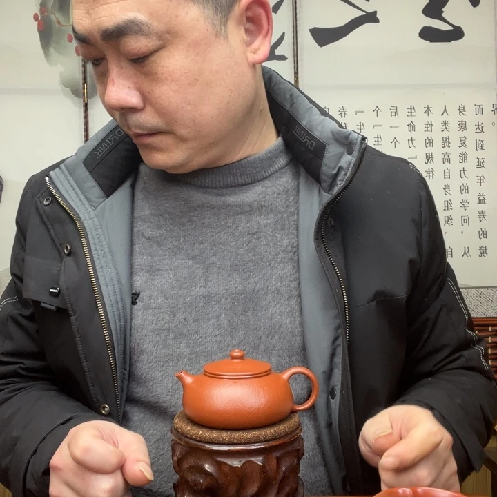 茶壶紫砂原矿朱泥全手工寒江145毫升