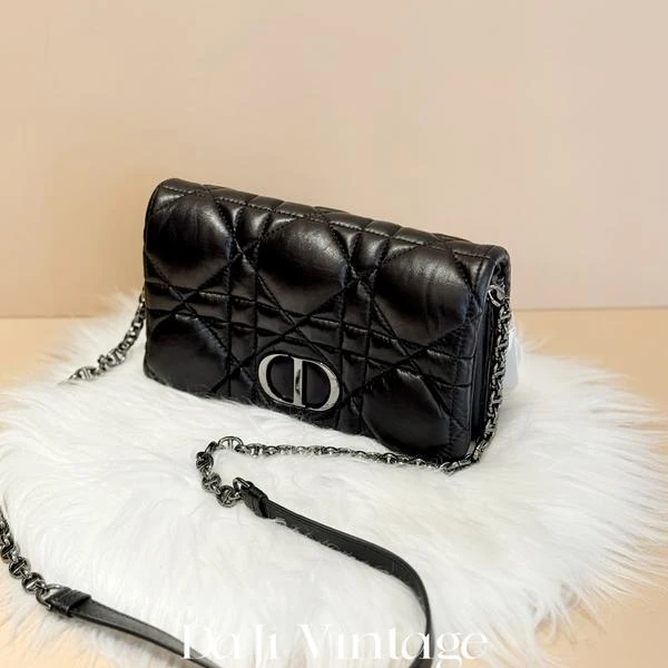 大吉中古/Dior迪奥caro藤格纹黑色斜挎包