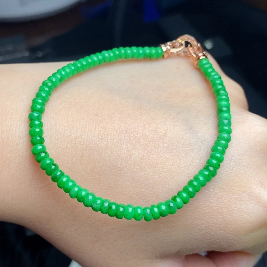 翡翠未镶嵌手链算盘珠
